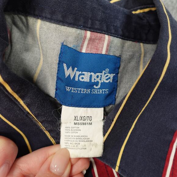 Wrangler Shirt Mens Extra Large Brush Popper Pearl Snap Western Striped Rodeo - Picture 3 of 9